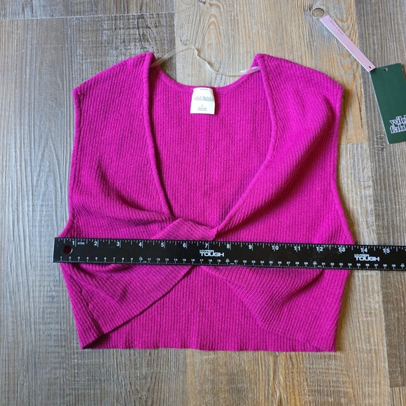New Wild Fable Women's Pink Twist Front Ribbed Crop Knit Tank Top Size Large - Picture 6 of 9